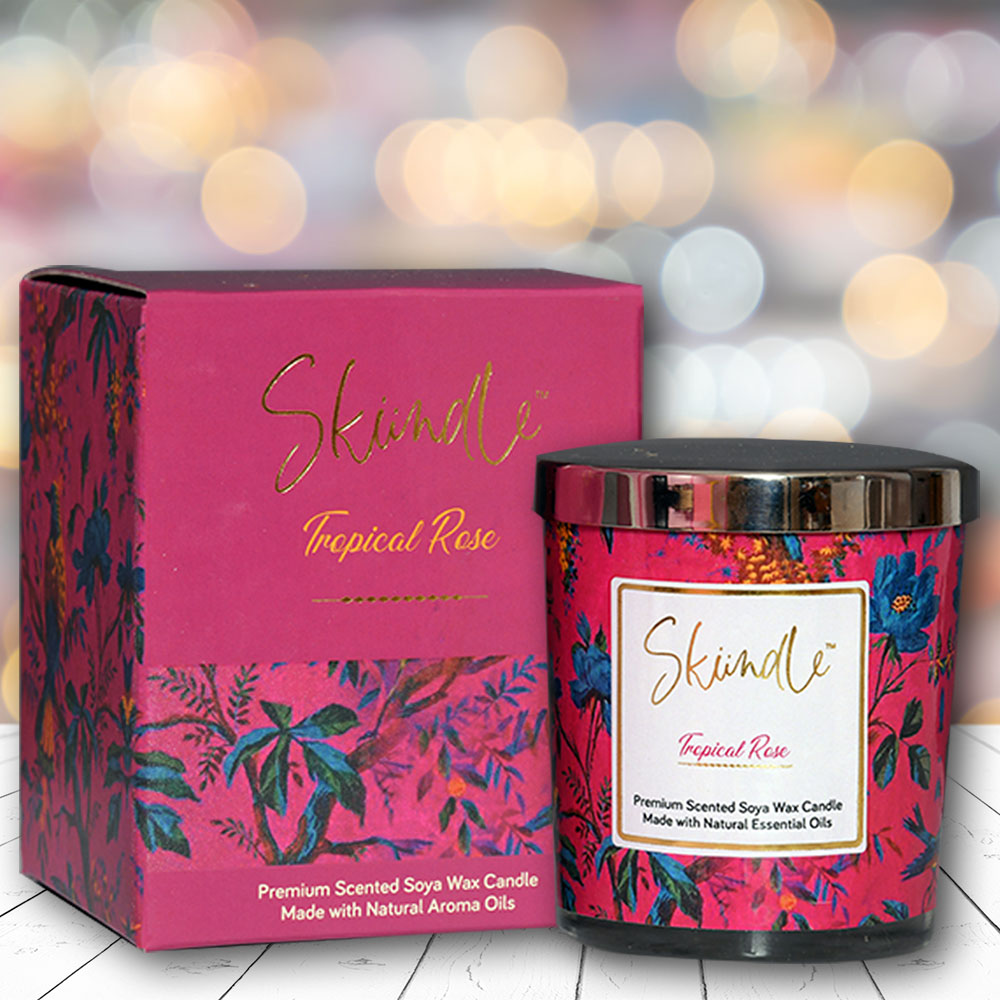 Double Wick Tropical Rose Scented Candle